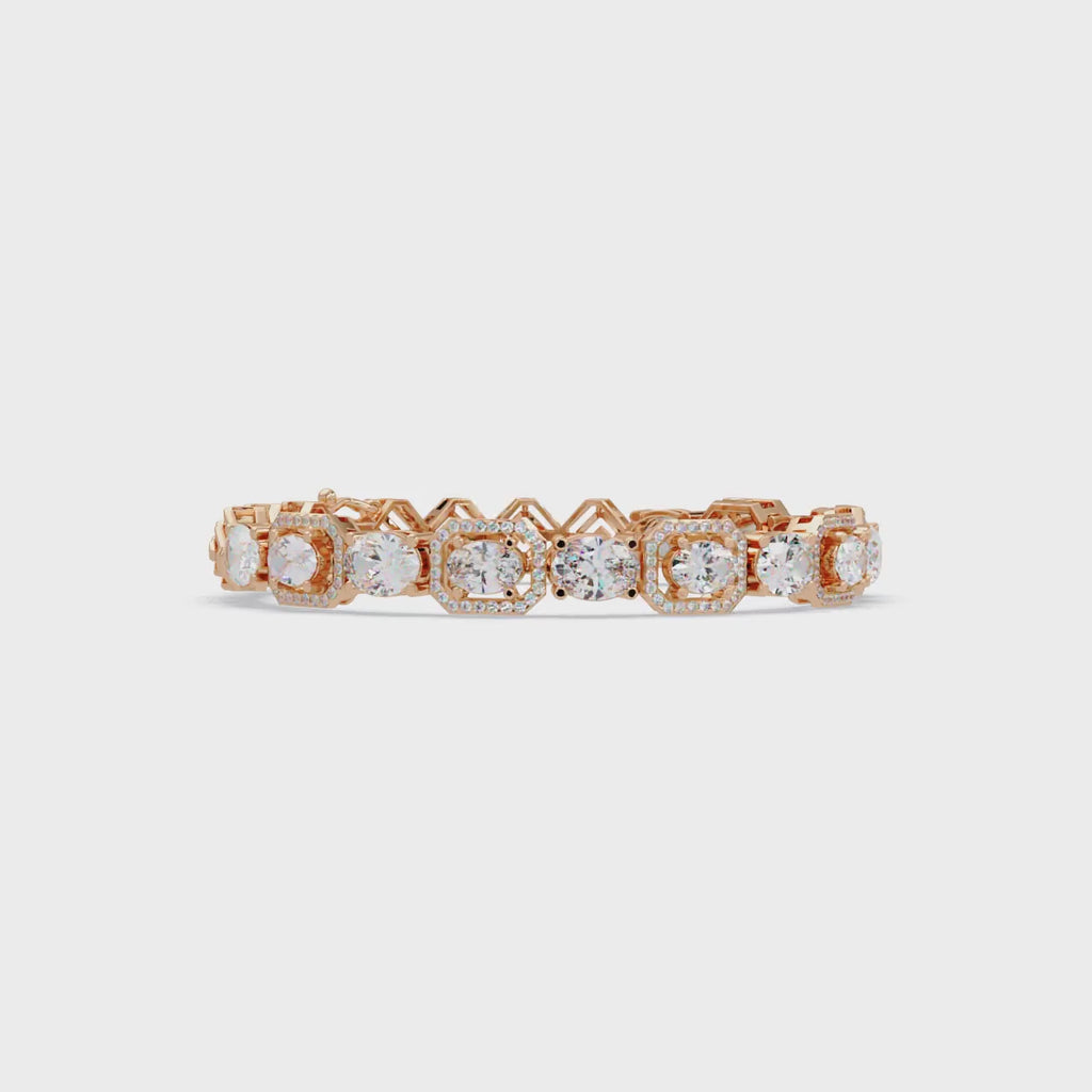 Luxury Oval & Cushion Halo Diamond Tennis Bracelet