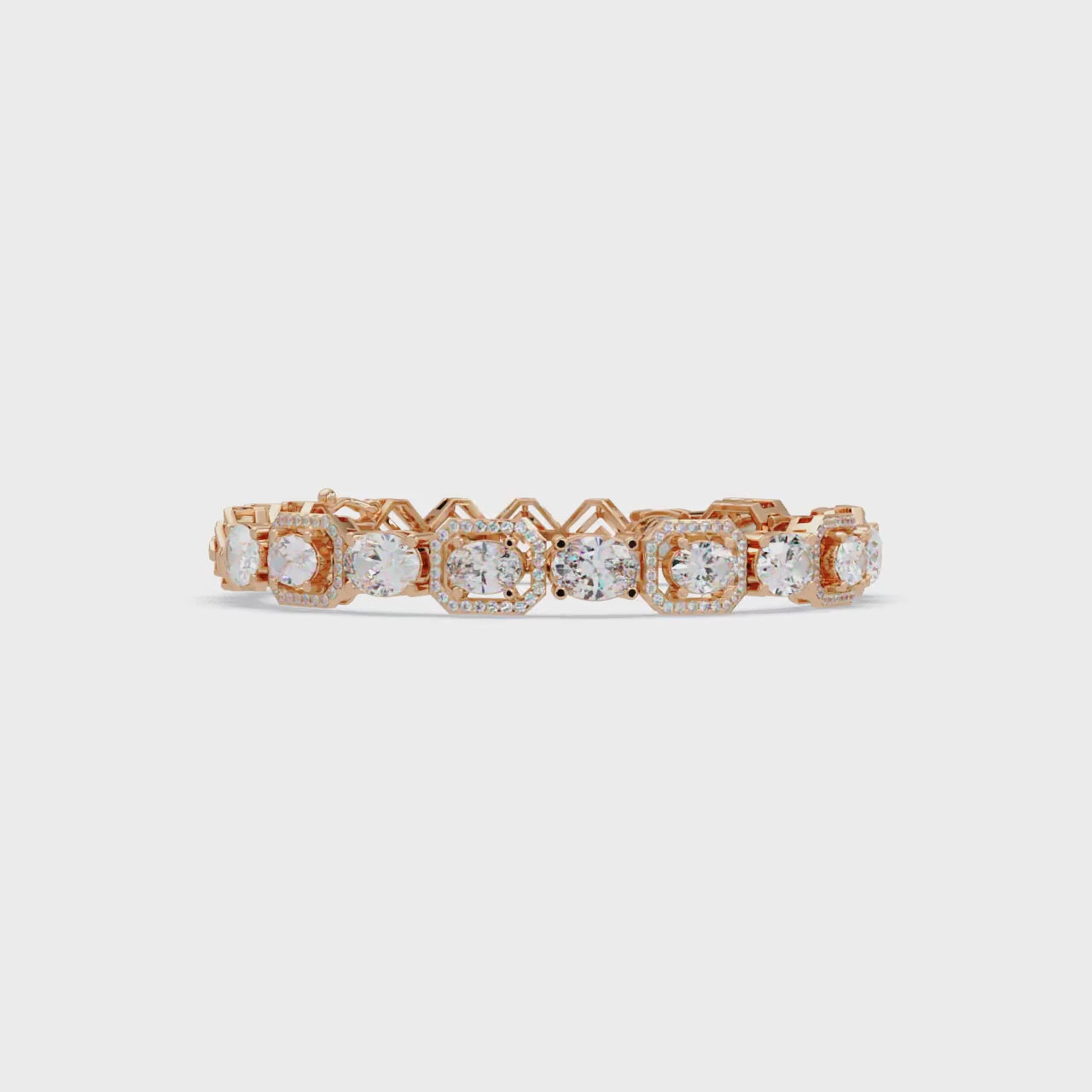 Luxury Oval & Cushion Halo Diamond Tennis Bracelet