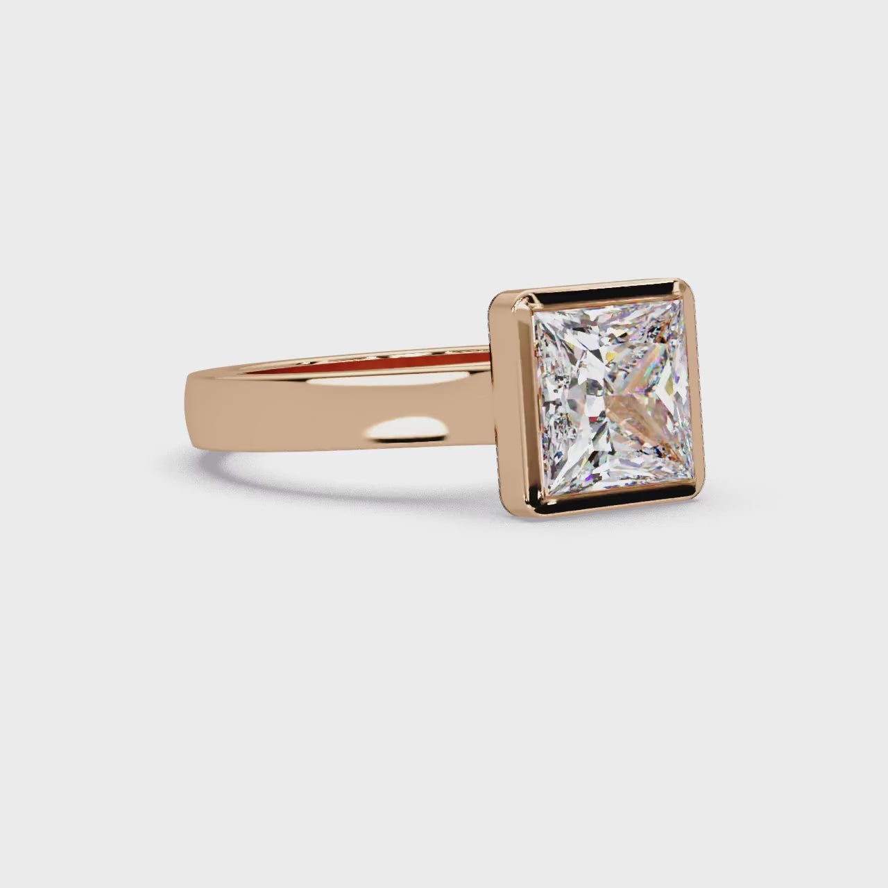 Modern Bezel Set Princess Cut Diamond Ring