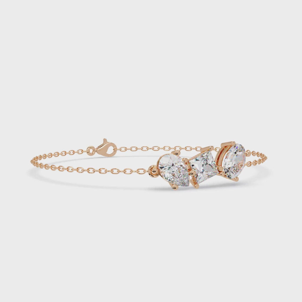 Minimalist Multi Shape Diamond Bracelet for Women