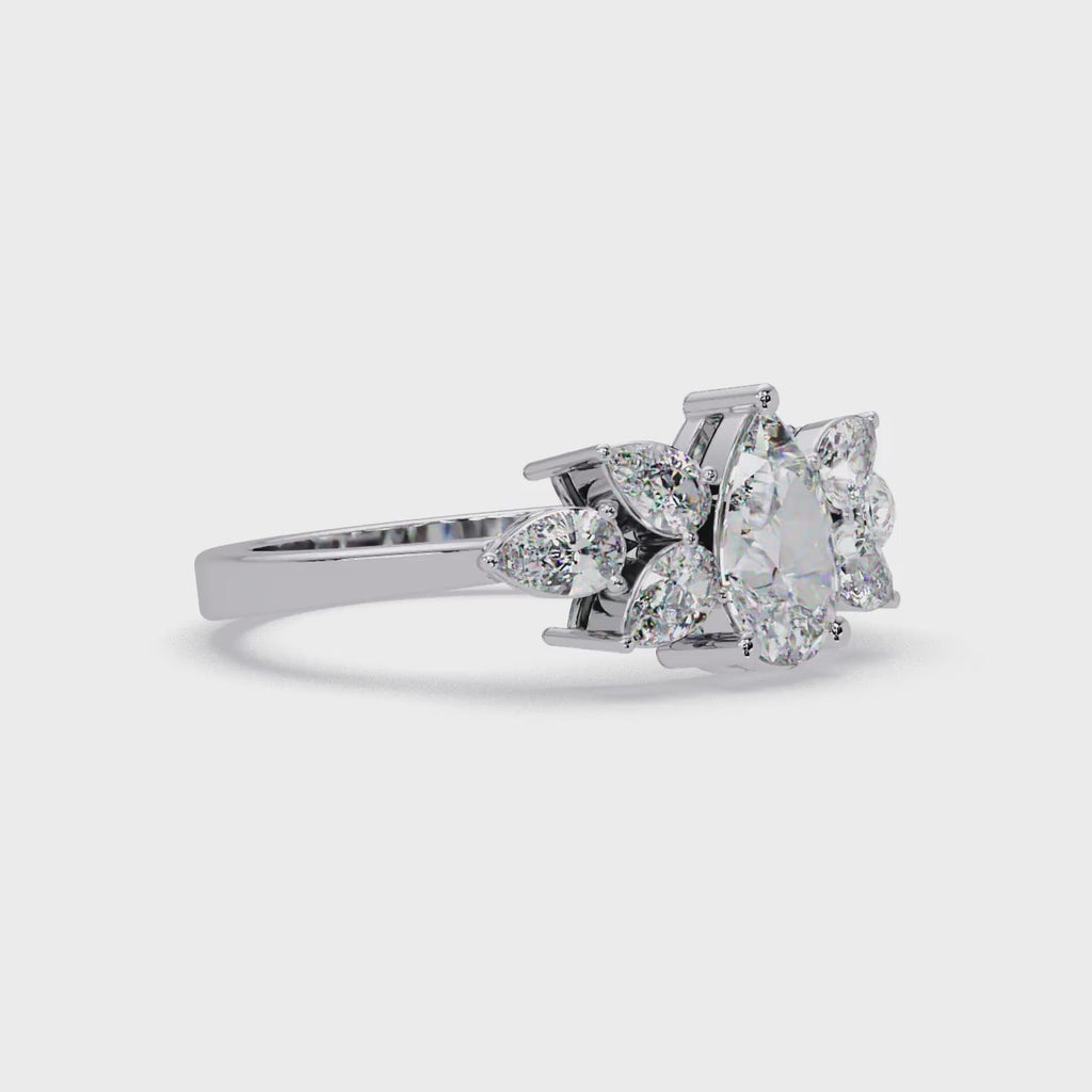 Pear Cut Nature Inspired Diamond Engagement Ring