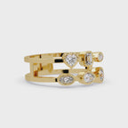 Multi Shape Diamond Open Ring