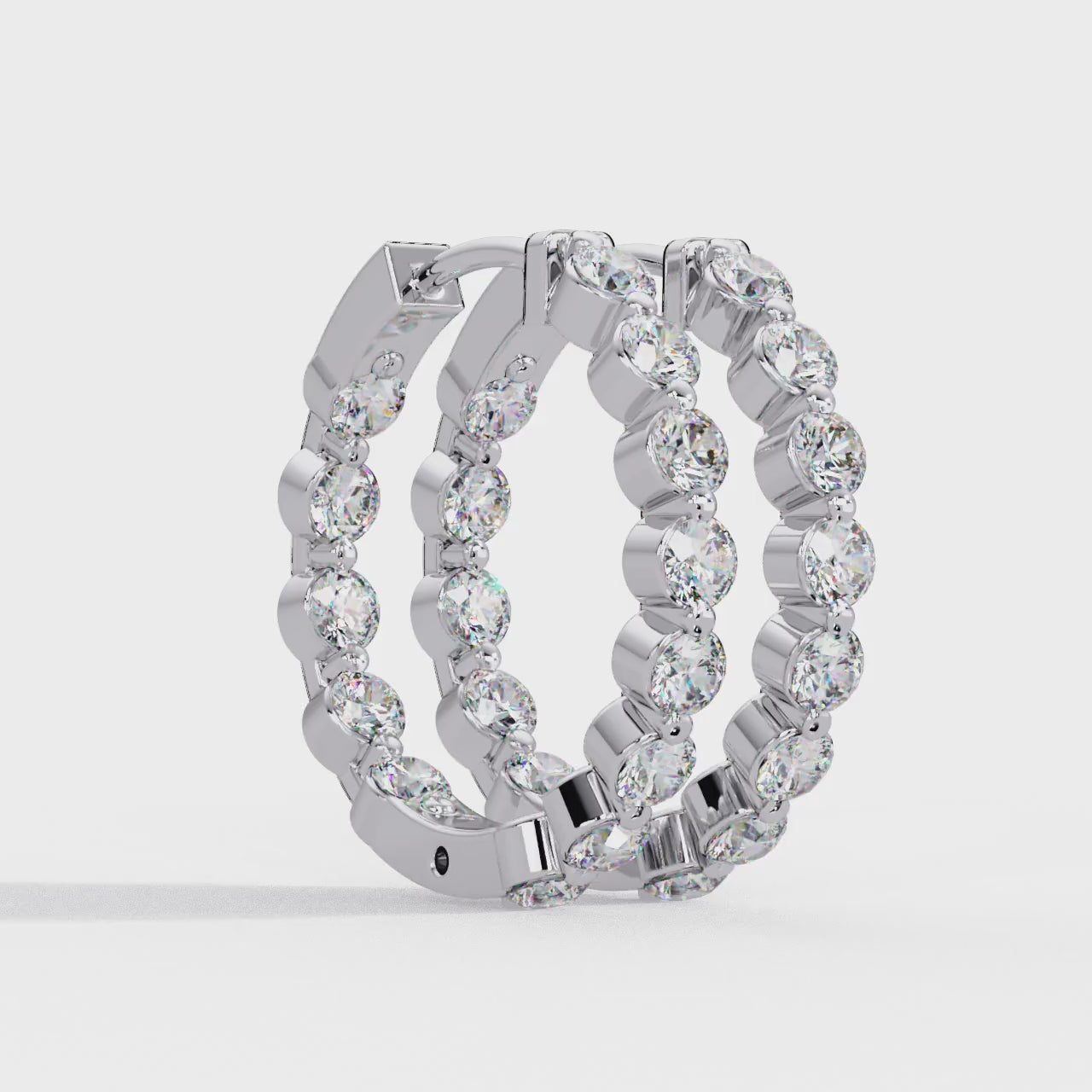 Classic Diamond Hoop Earrings | Round Brilliant Diamond Hoop Earrings