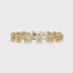 Floral Emerald-Cut Diamond Bracelet for Women
