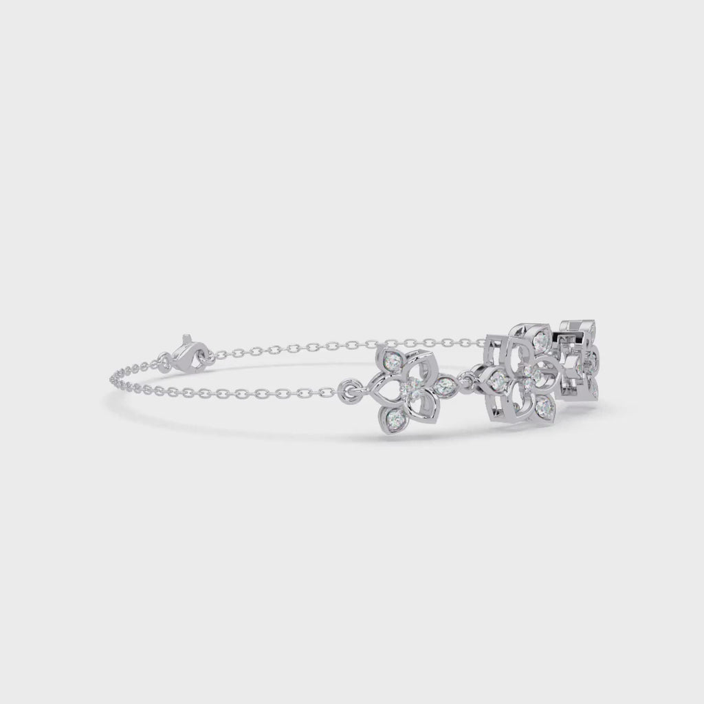 Floral Diamond Station Bracele