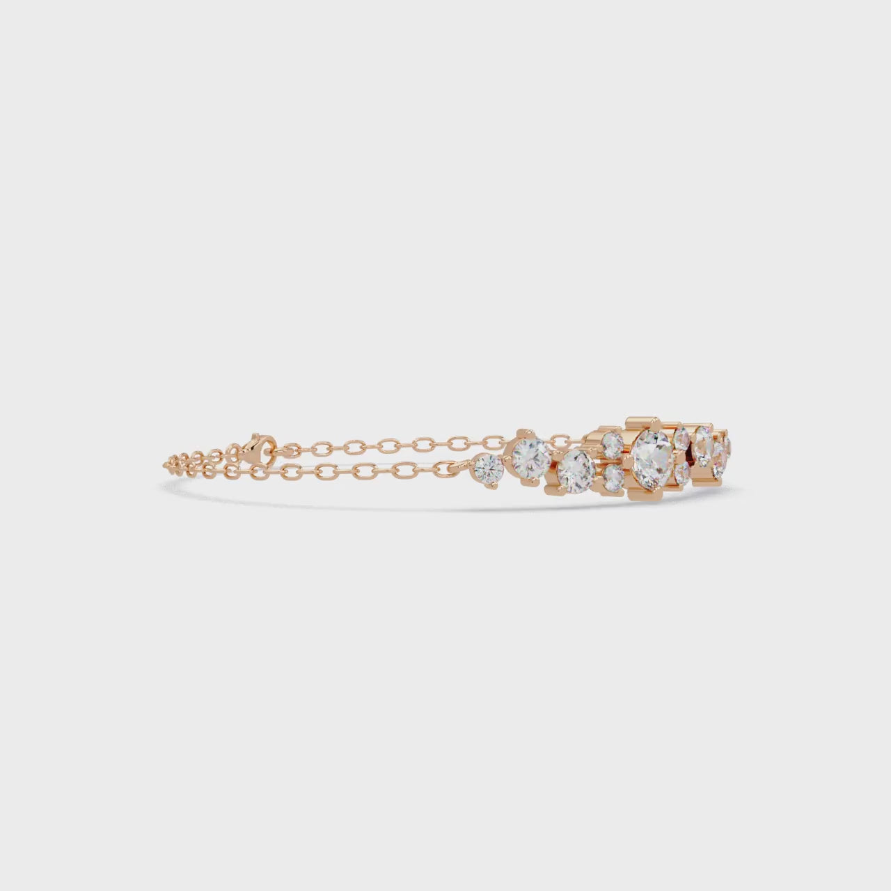 Round Brilliant Diamond Cluster Chain Bracelet