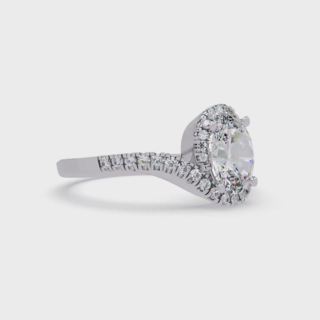 Exquisite Bypass Halo Twist Diamond Engagement Ring