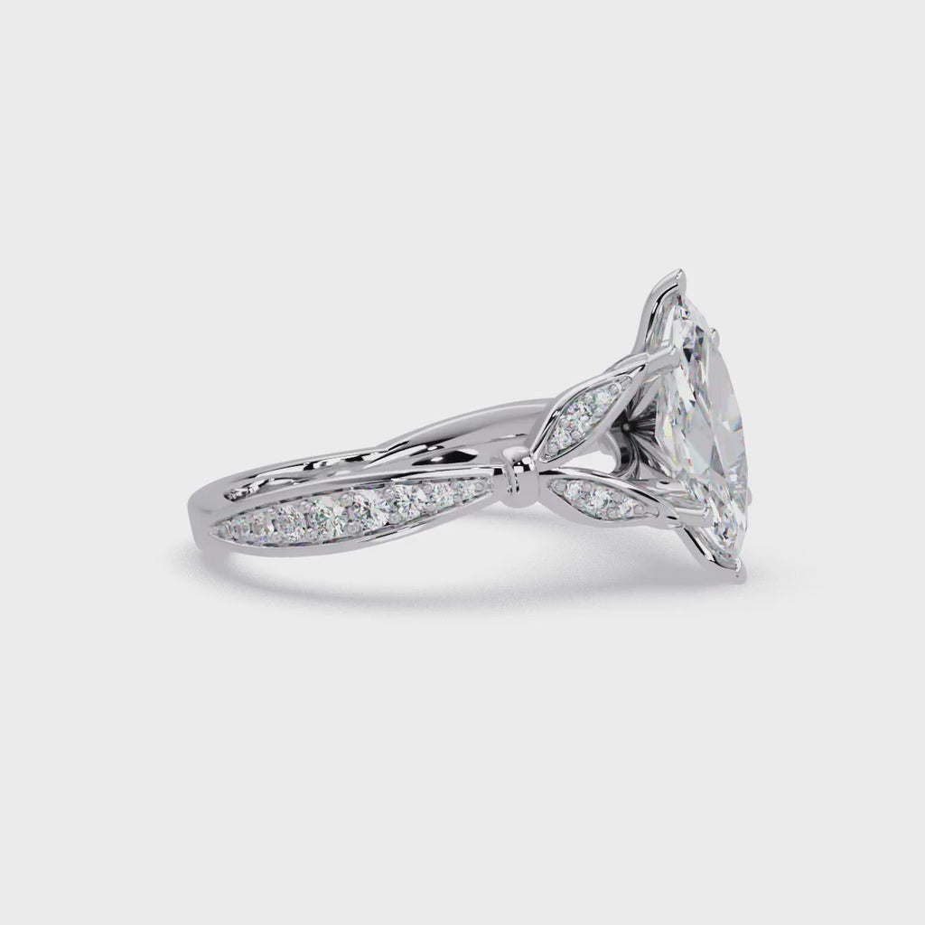 Nature Inspired Marquise Diamond Engagement Ring
