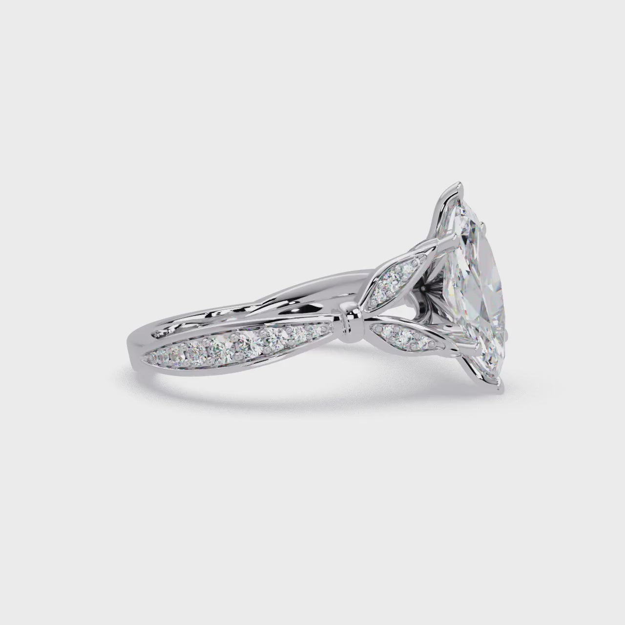 Nature Inspired Marquise Diamond Engagement Ring