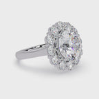 Scalloped Floral Halo Round Cut Diamond Ring