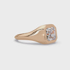 Modern Bezel Set Square Emerald Cut Diamond Ring
