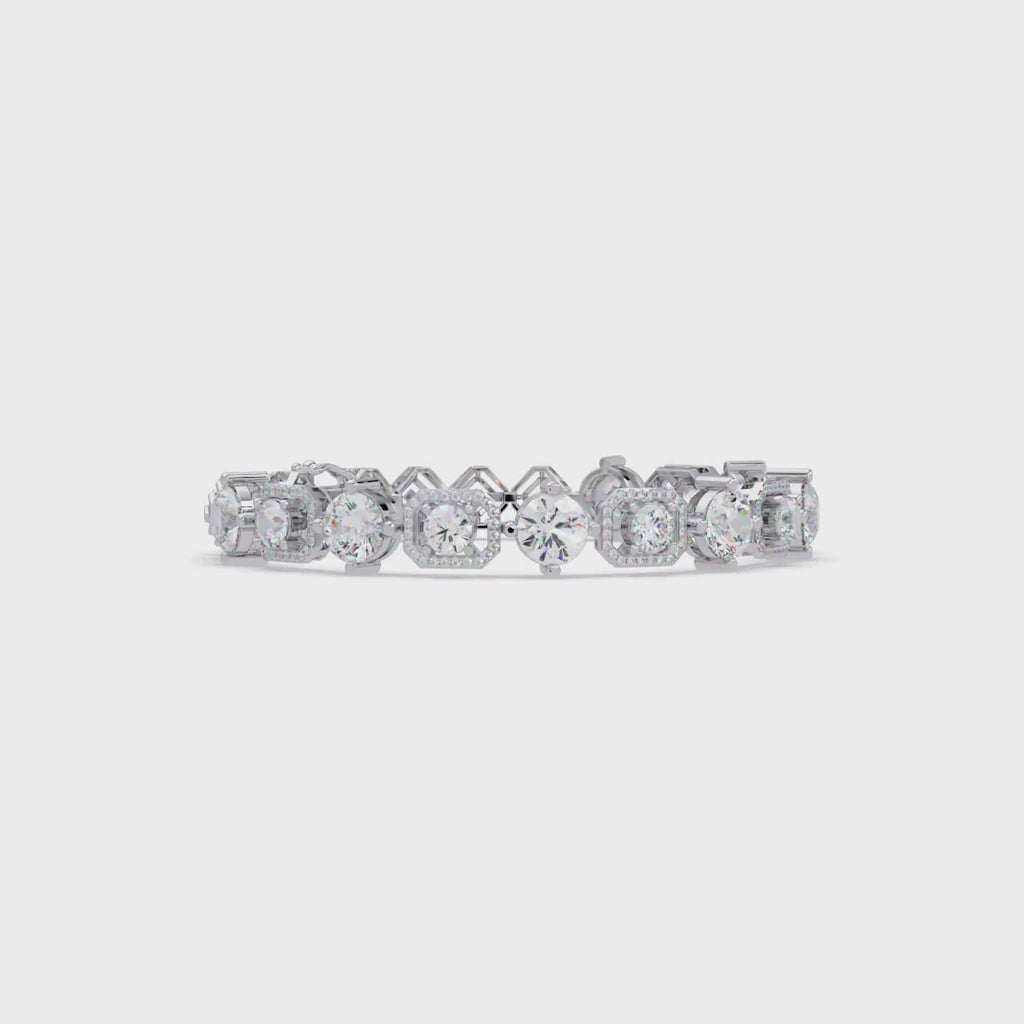Luxury Round & Cushion Halo Diamond Tennis Bracelet