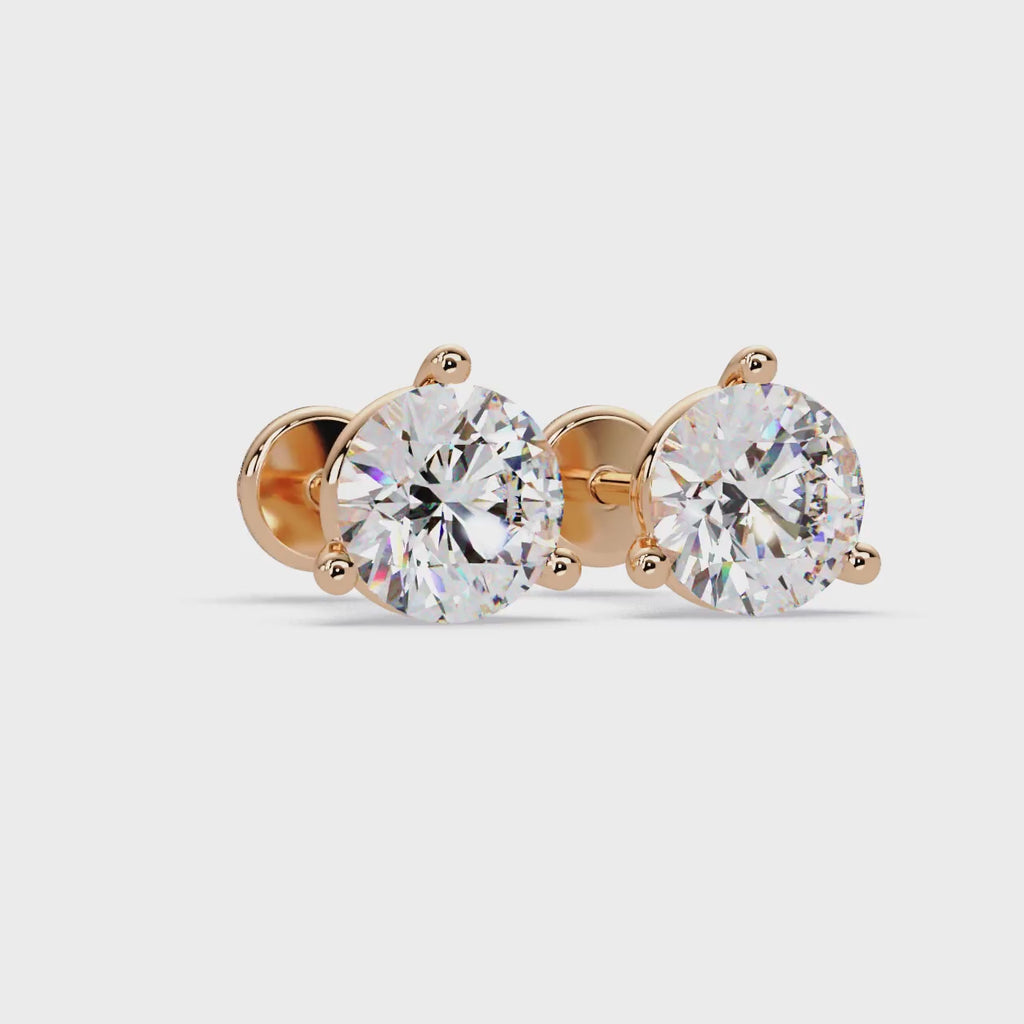Round Brilliant Solitaire Diamond Stud Earrings – Screw Back | 2.57 CTW | ERCAD-002