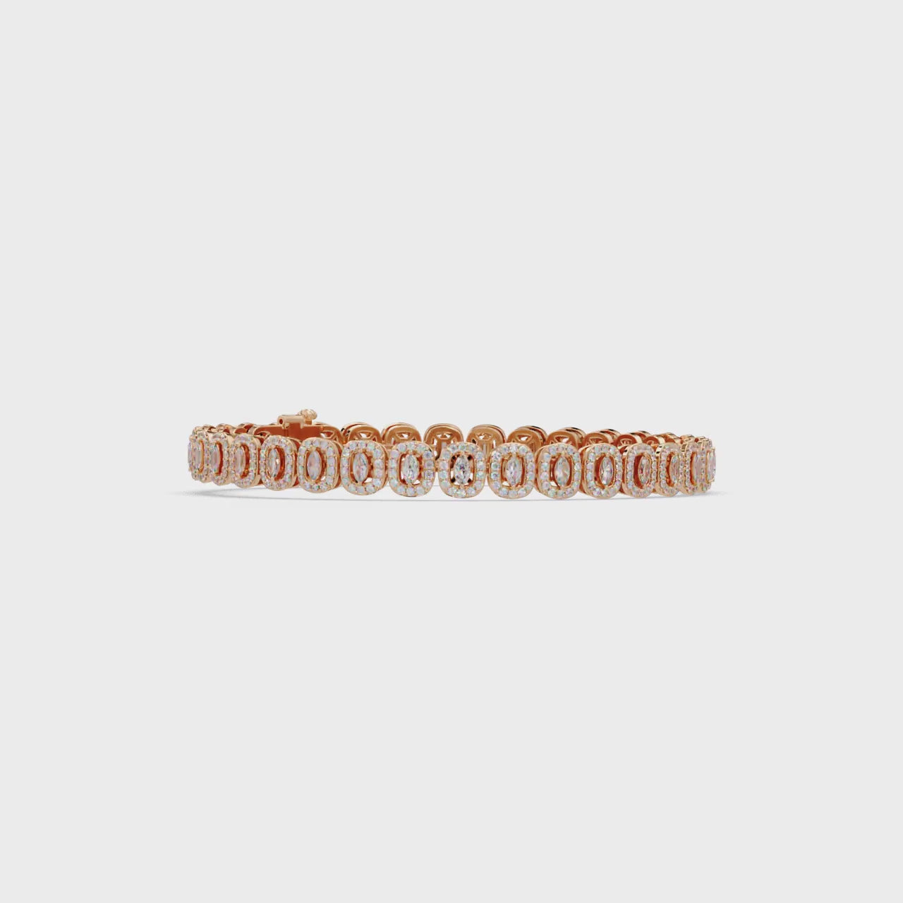 Marquise Halo Diamond Tennis Bracelet