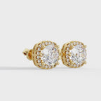 Round Brilliant Halo Lab Grown Diamond Stud Earrings