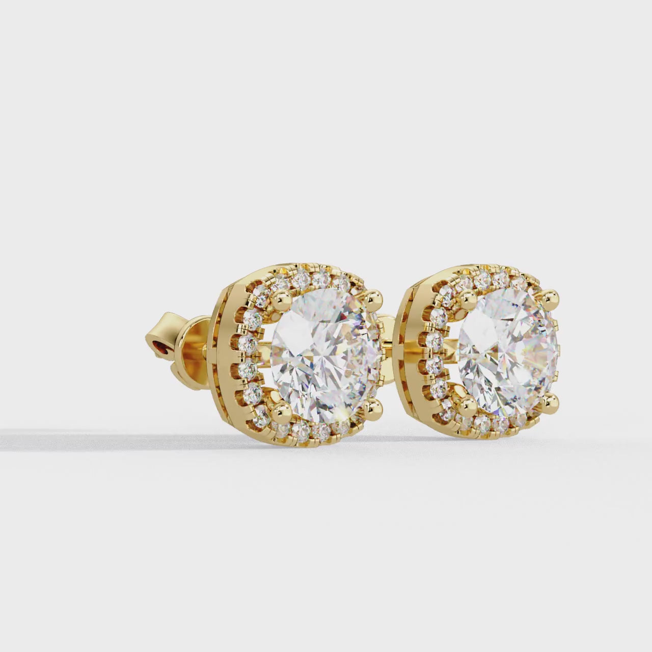 Round Brilliant Halo Lab Grown Diamond Stud Earrings