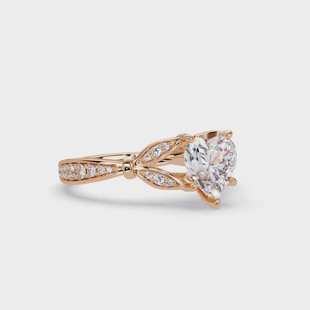 Nature Inspired Heart Diamond Engagement Ring