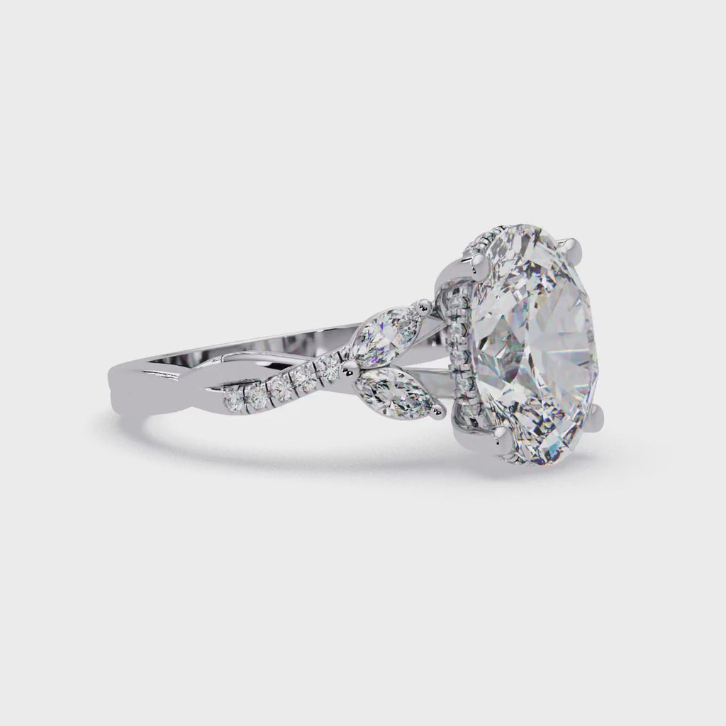 Vintage Oval Hidden Halo Solitaire Ring