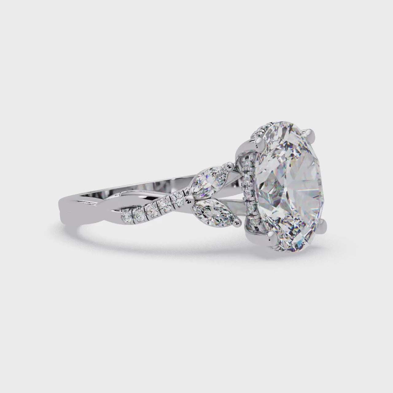 Vintage Oval Hidden Halo Solitaire Ring