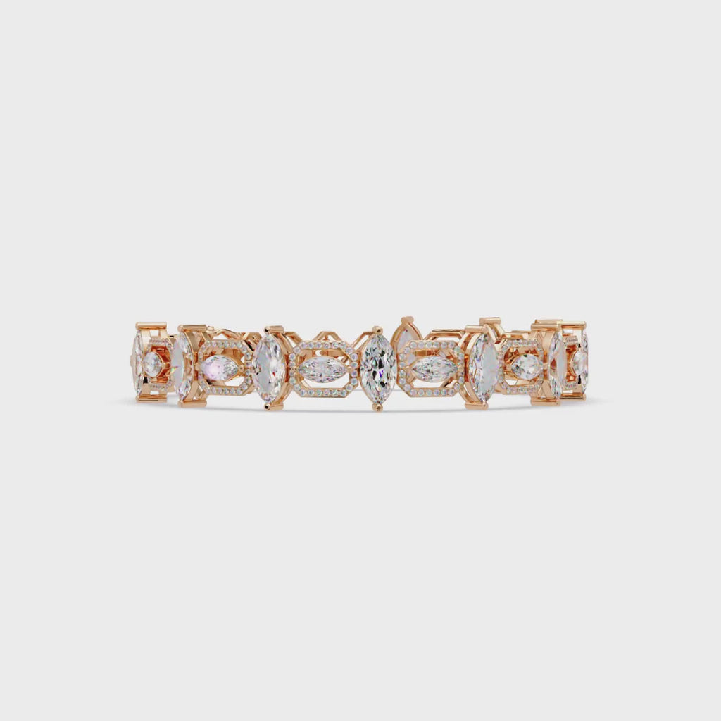 Luxury Marquise & Oval Halo Diamond Tennis Bracelet