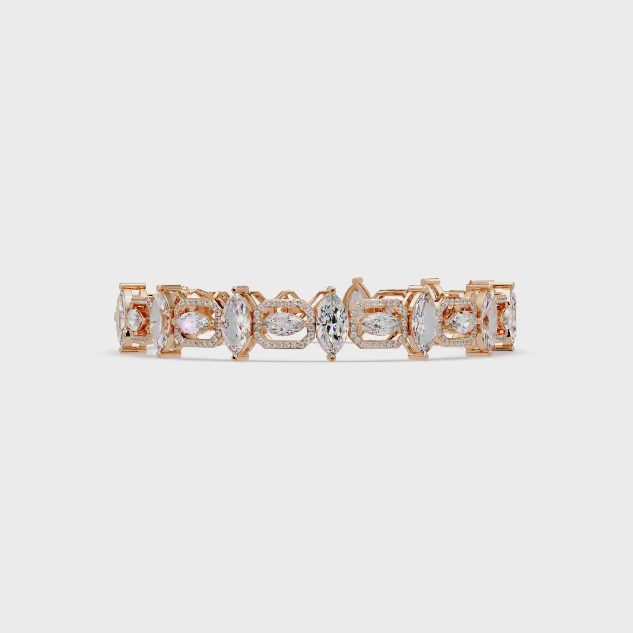 Luxury Marquise & Oval Halo Diamond Tennis Bracelet