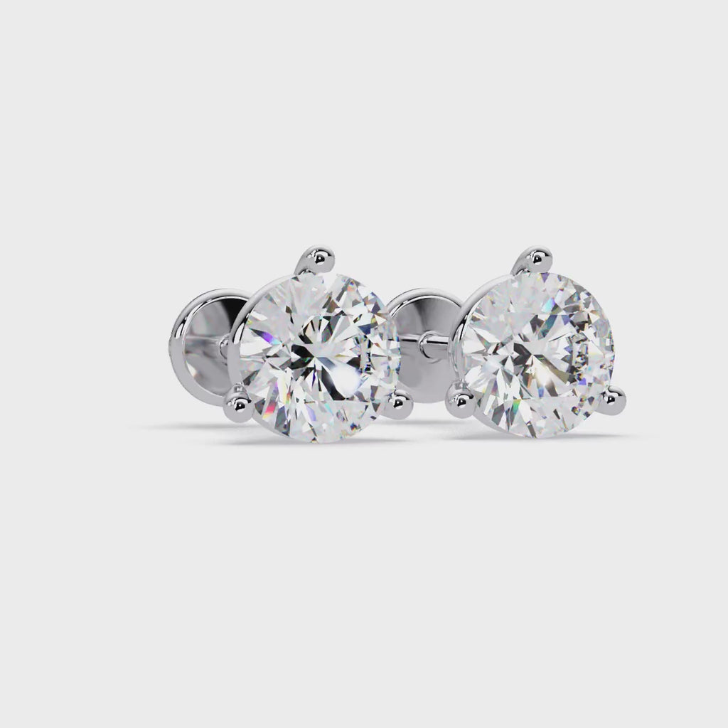 Round Brilliant Solitaire Diamond Stud Earrings – Screw Back | 2.57 CTW | ERCAD-002