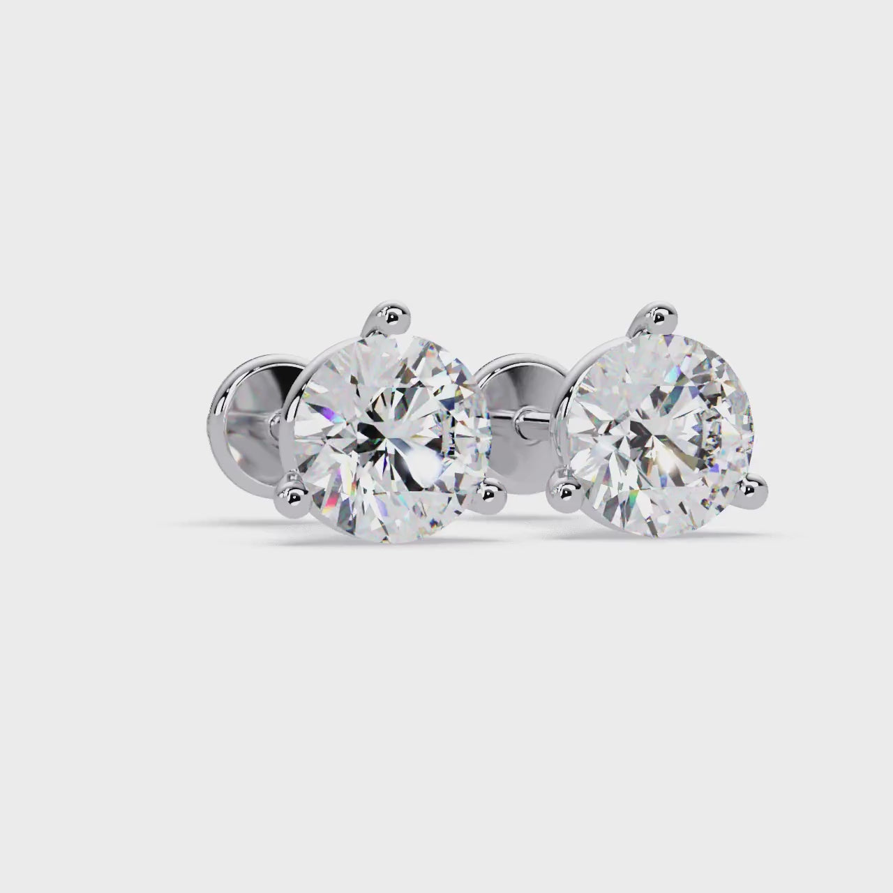 Round Brilliant Solitaire Diamond Stud Earrings – Screw Back | 2.57 CTW | ERCAD-002