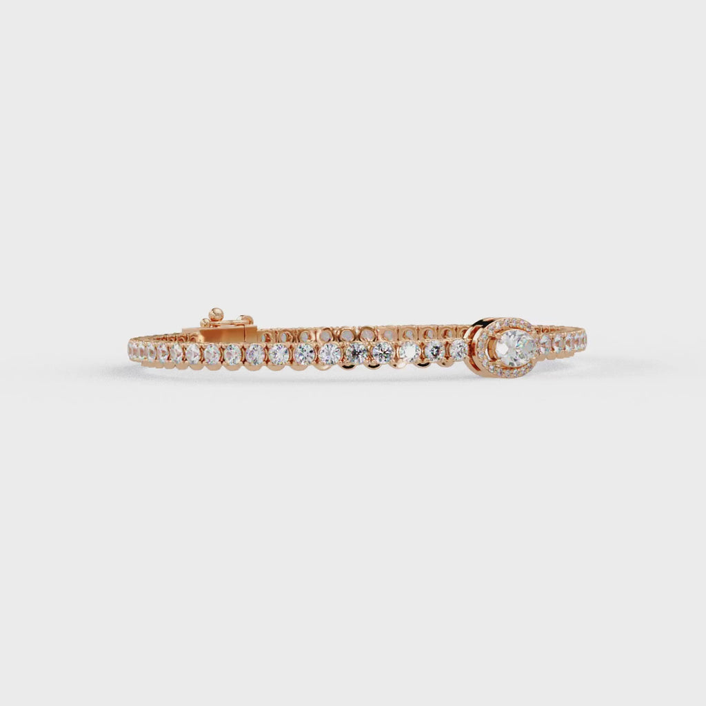 Oval Halo Diamond Tennis Bracelet