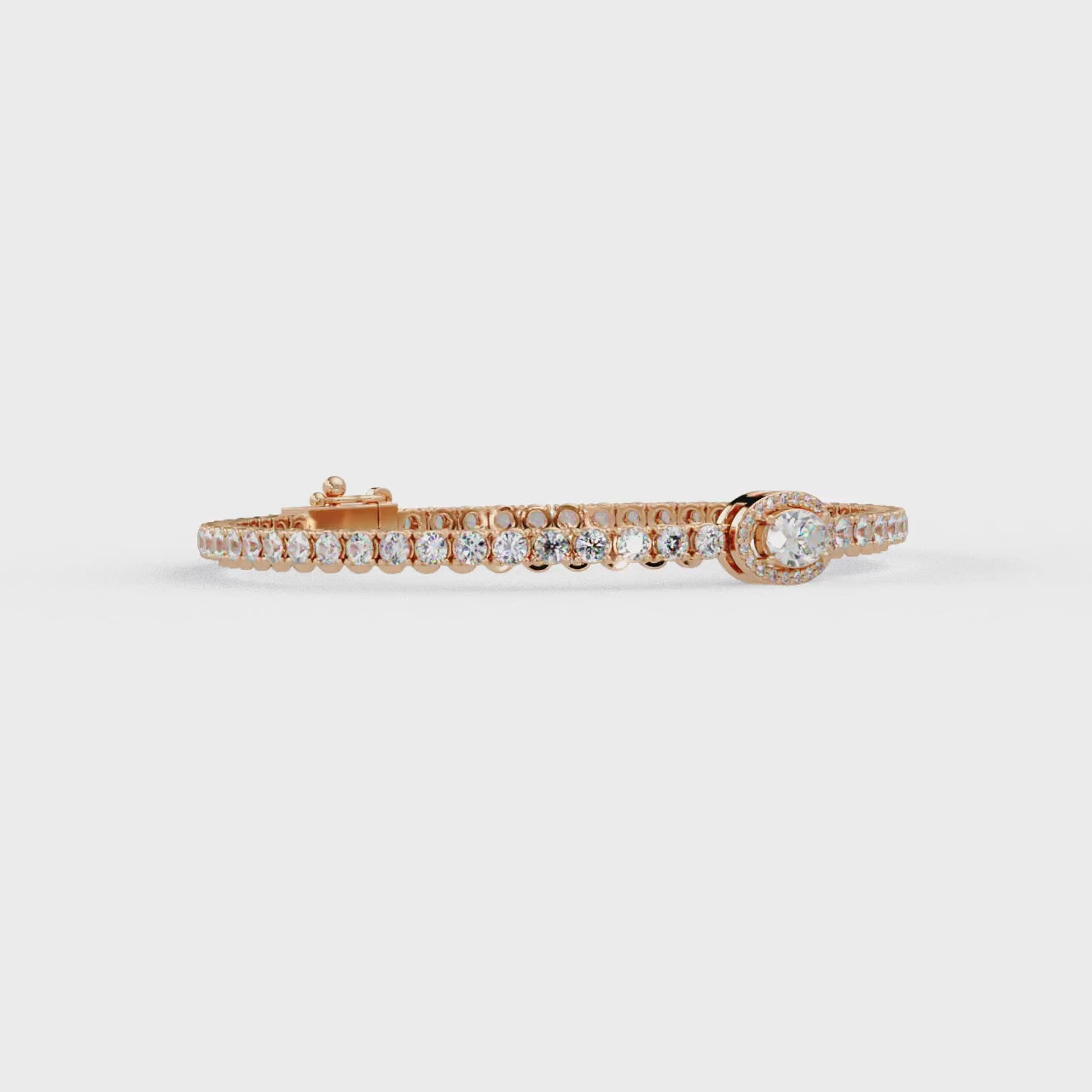 Oval Halo Diamond Tennis Bracelet