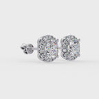 Cushion Cut Halo Diamond Stud Earrings
