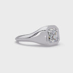 Modern Bezel Set Square Emerald Cut Diamond Ring