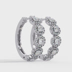 Round Brilliant Lab Grown Diamond Halo Hoop Earrings