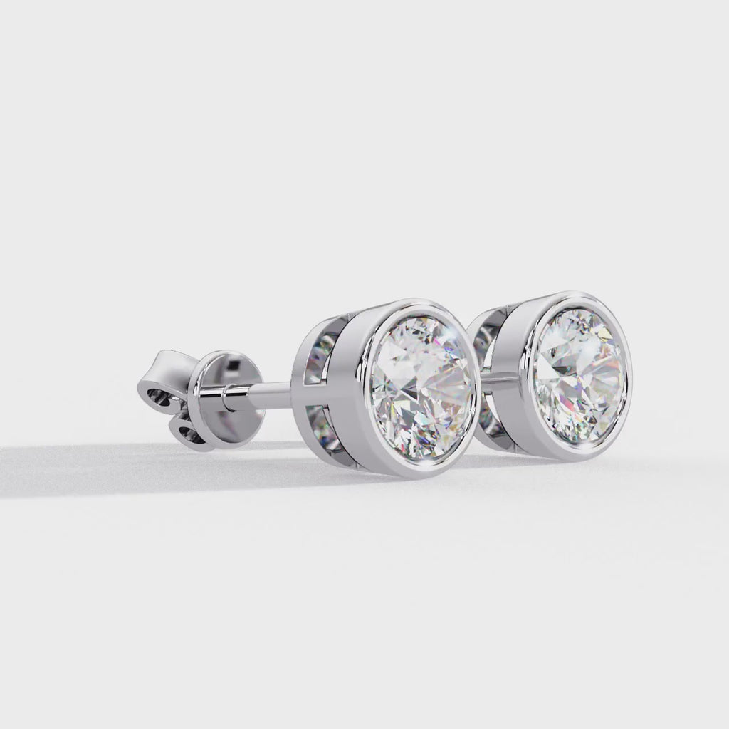 Classic Bezel Set Round Cut Stud Earrings