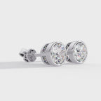 Classic Bezel Set Round Cut Stud Earrings