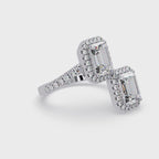 Exquisite Dual-Stone Halo Bypass Toi et Moi Ring