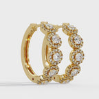 Round Brilliant Lab Grown Diamond Halo Hoop Earrings