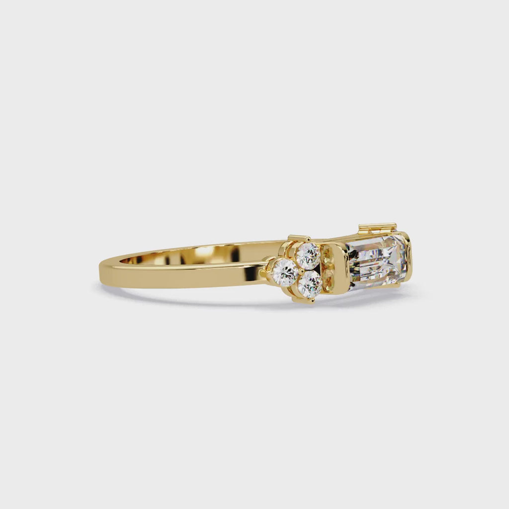 Customizable Baguette & Round Diamond Engagement Ring | Three-Stone Ring
