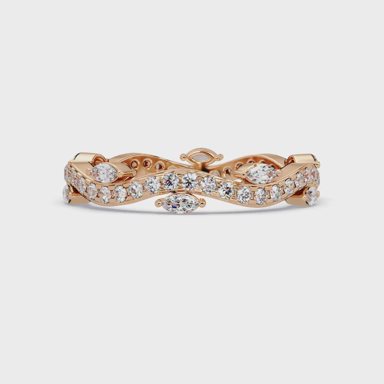Marquise and Round Cut Diamond Vine Ladies Ring