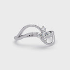 Round Cut Floral Cluster Diamond Wave Ring