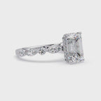 Modern East-West Emerald Solitaire Hidden Halo Ring
