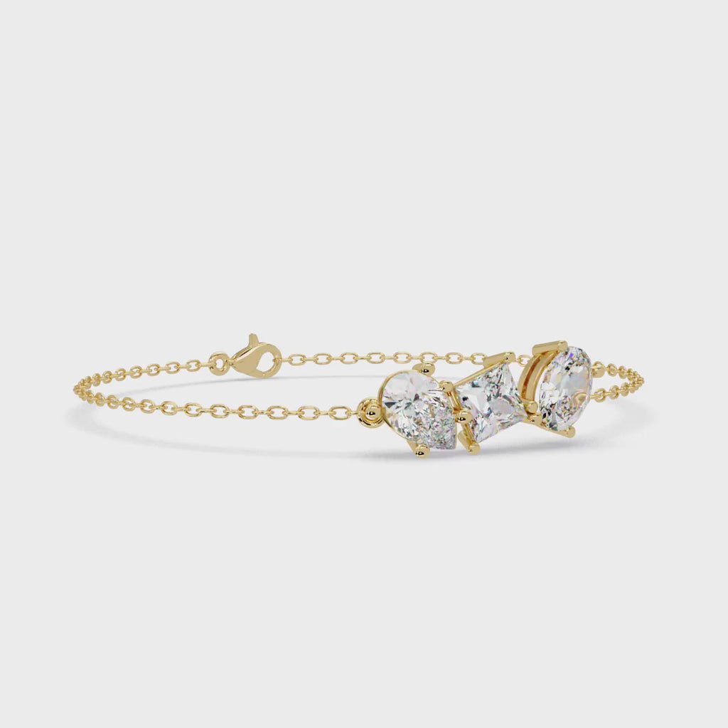 Minimalist Multi Shape Diamond Bracelet for Women