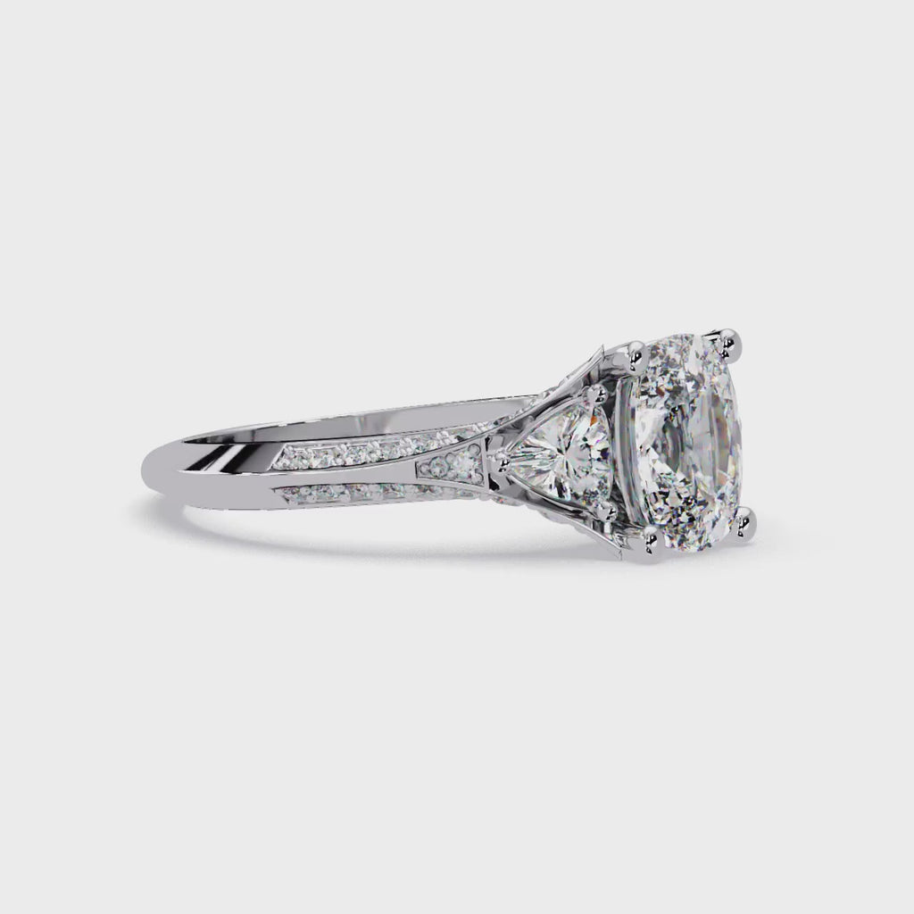 Curved Trillion Three-Stone Diamond Ring