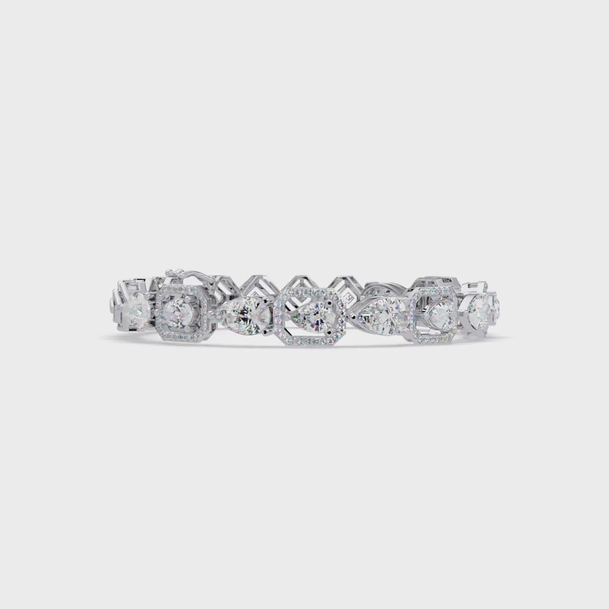 Luxury Pear & Hexagon Halo Diamond Tennis Bracelet
