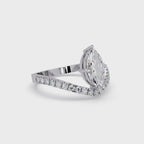Modern Bypass Marquise Diamond Engagement Ring with Pavé Band