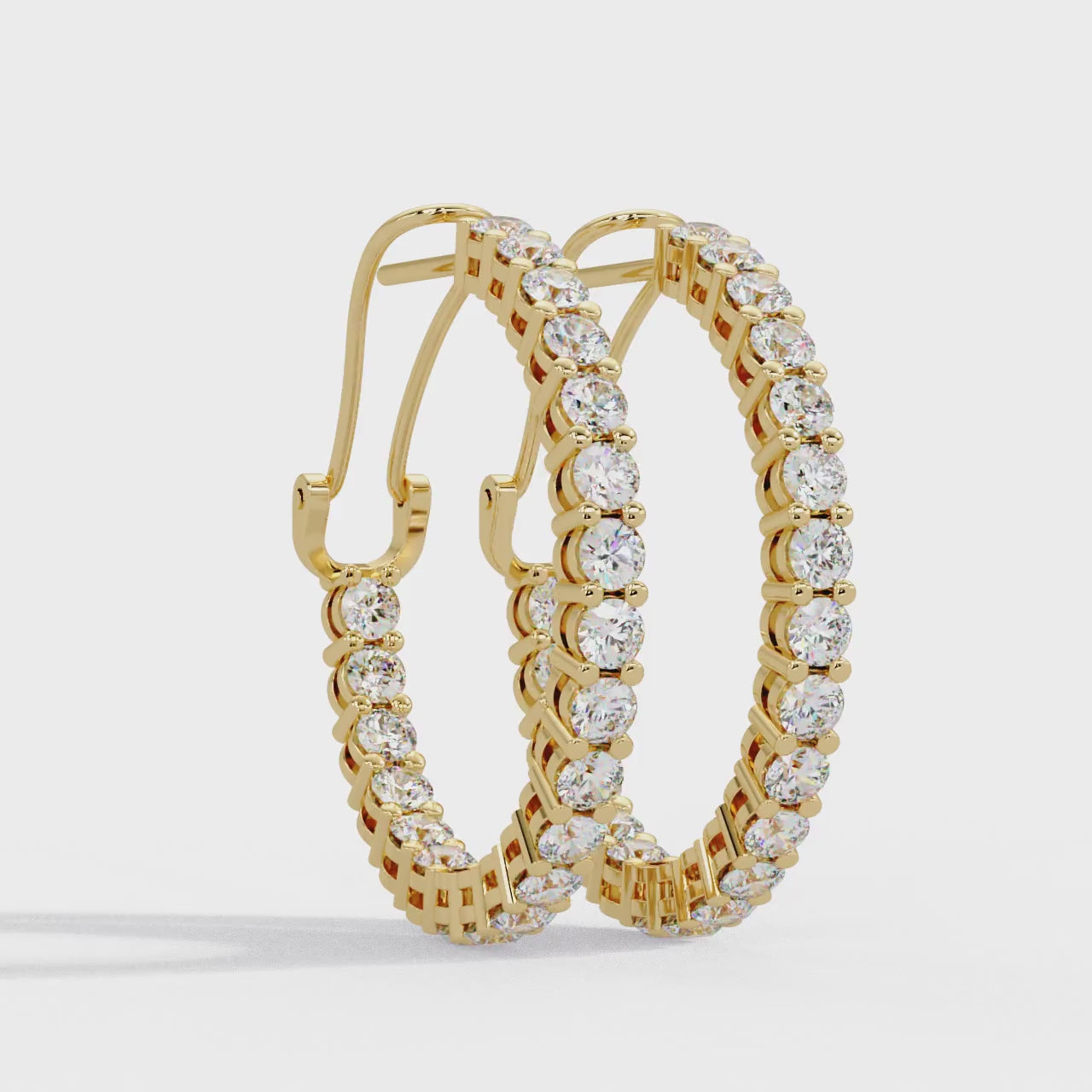Round Brilliant Lab Grown Diamond Halo Hoop Earrings