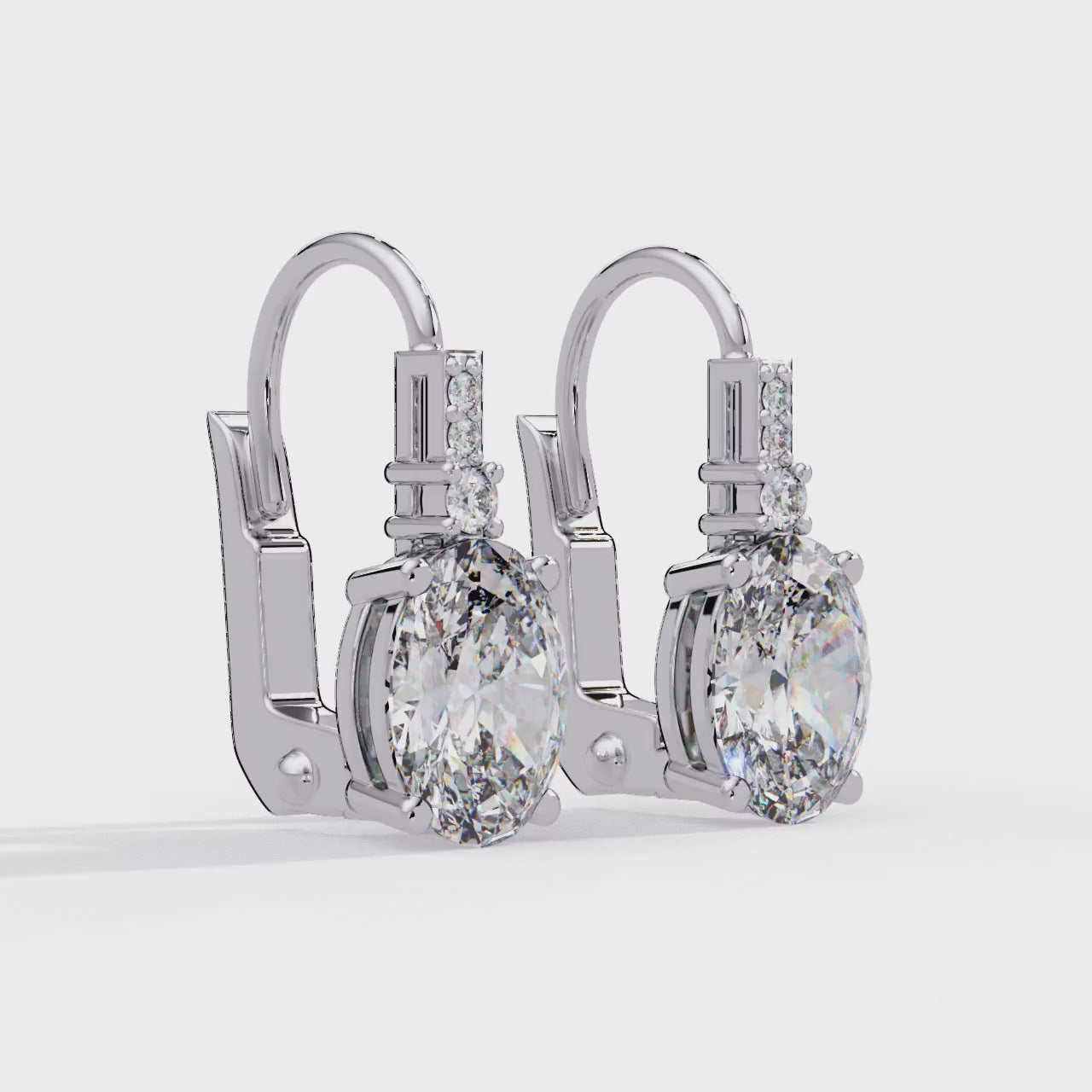 Oval Solitaire Leverback Earrings – 14K & 18K Gold