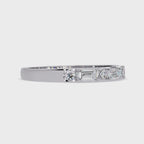 Emerald & Round Diamond Wedding Band | Alternating Emerald Cut Diamond Anniversary Ring