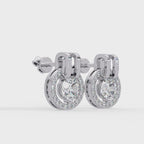 Round Brilliant Lab Grown Diamond Circle Halo Drop Stud Earrings