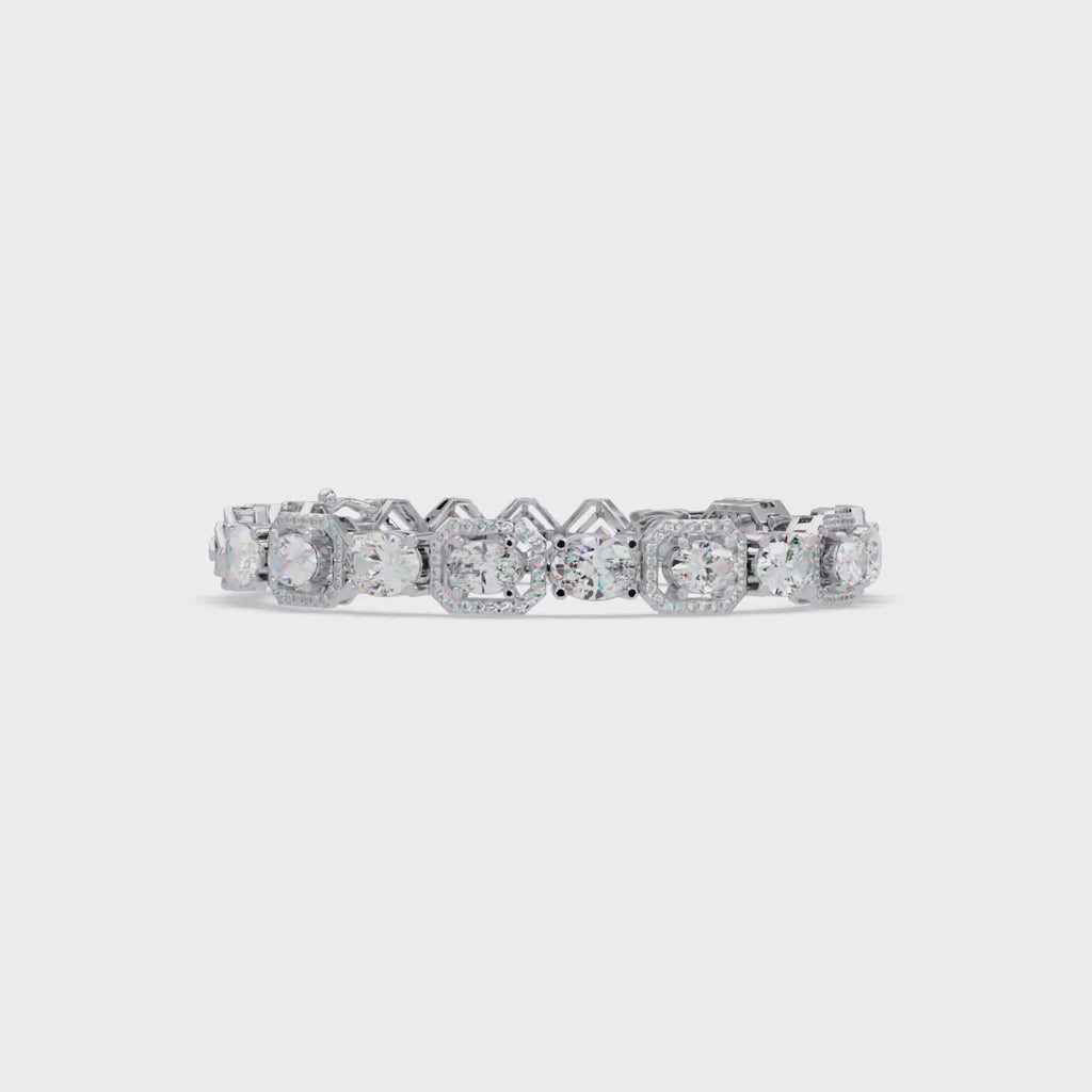 Luxury Oval & Cushion Halo Diamond Tennis Bracelet