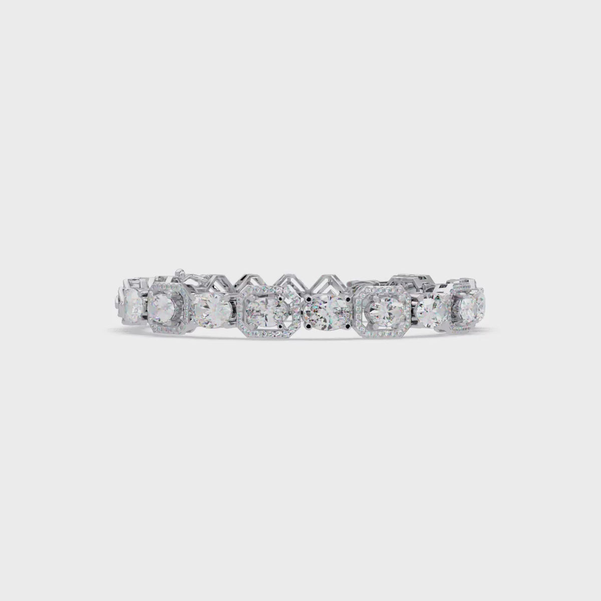 Luxury Oval & Cushion Halo Diamond Tennis Bracelet